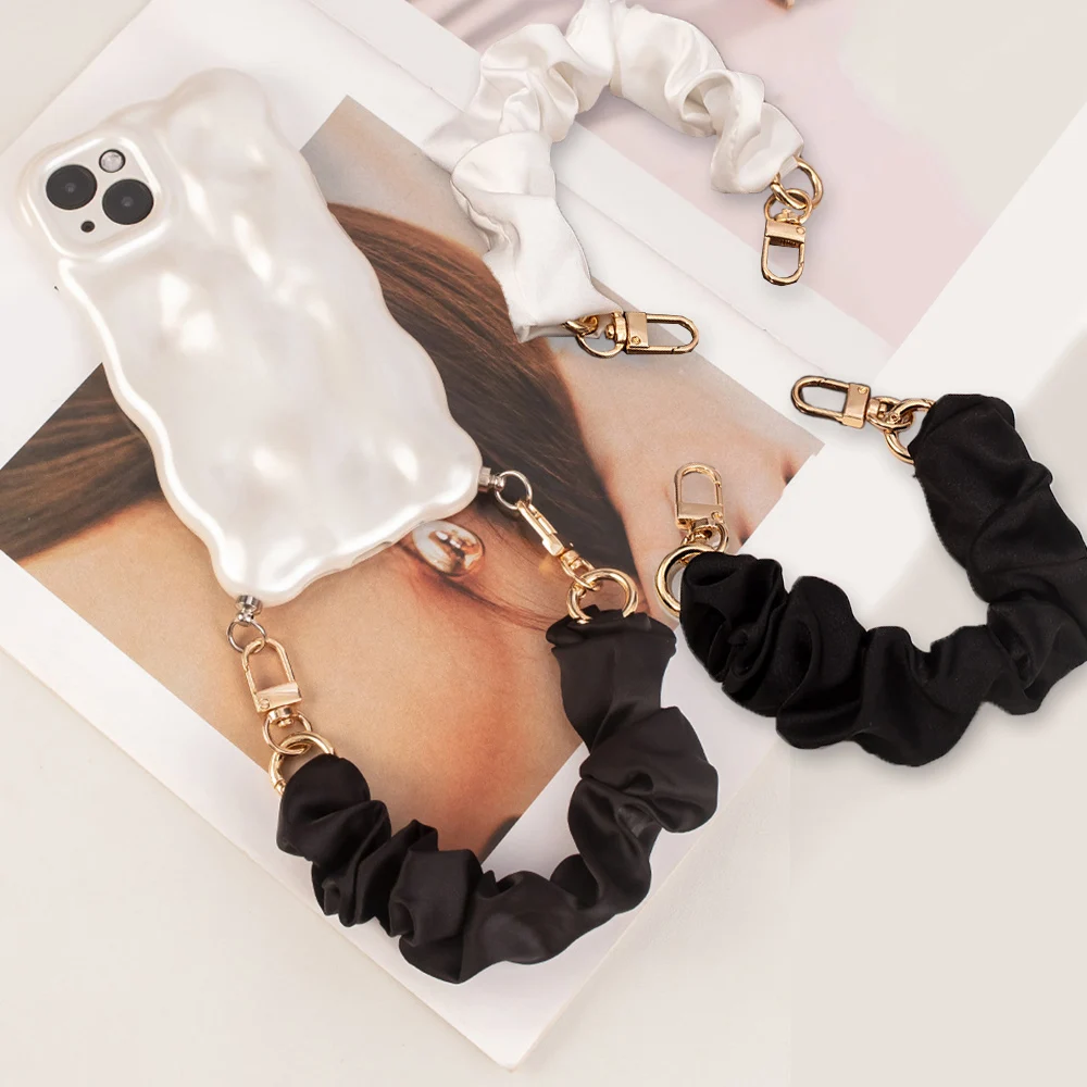 Large Intestine Bag Rope Short Solid Color Mobile Phone Lanyard Elastic INS Wrist Strap Fashion Simple Bag Handle Decoration