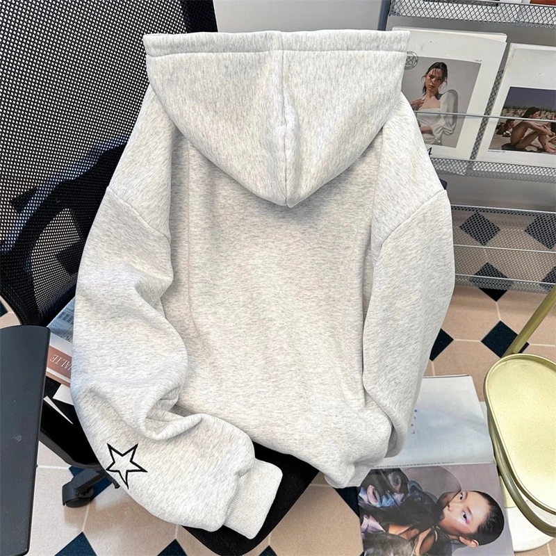 Autumn Women Cute Cat Embroidered Hooded Sweatshirt Thicken Keep Warm Zip-up Hoodies School Teenager Girls Kawaii Clothes