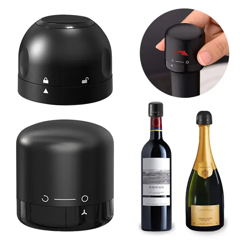 2pcs Vacuum Red Wine Champagne Stopper Rotating Lock Bottle Stopper Sparkling Wine Sealing Plug Household Red Wine Cork Bar Tool
