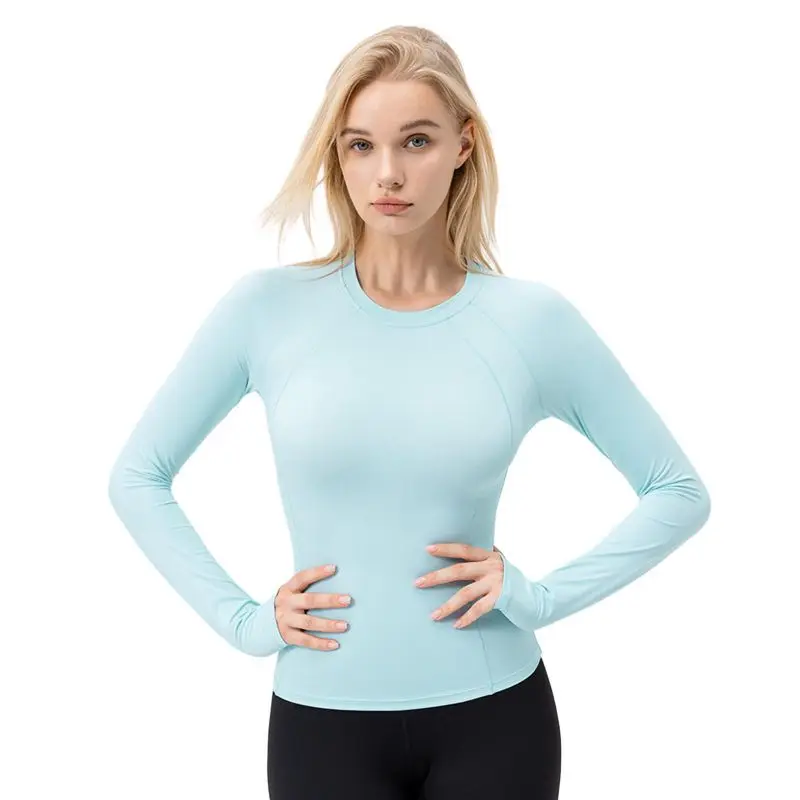 

Женский топ с длинными рукавами для йоги, облегающая спортивная рубашка, топ для тренировок, фитнеса, тренажерного зала, Женская быстросохнущая тренировочная одежда, Свитшот