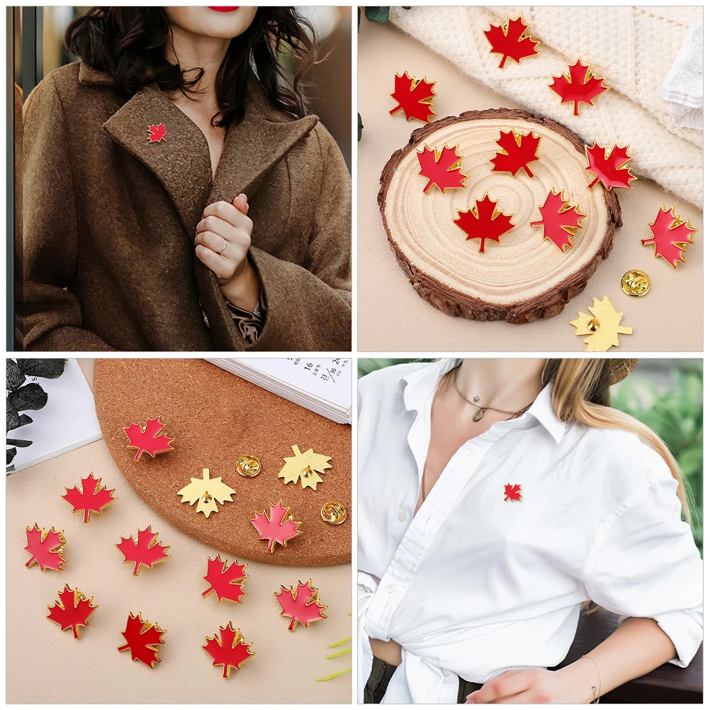 

40 Pcs Maple Leaf Badge Brooch Metal Coating Durable Women Collar Pins Vintage Lapel Sweater Suit Thanksgiving