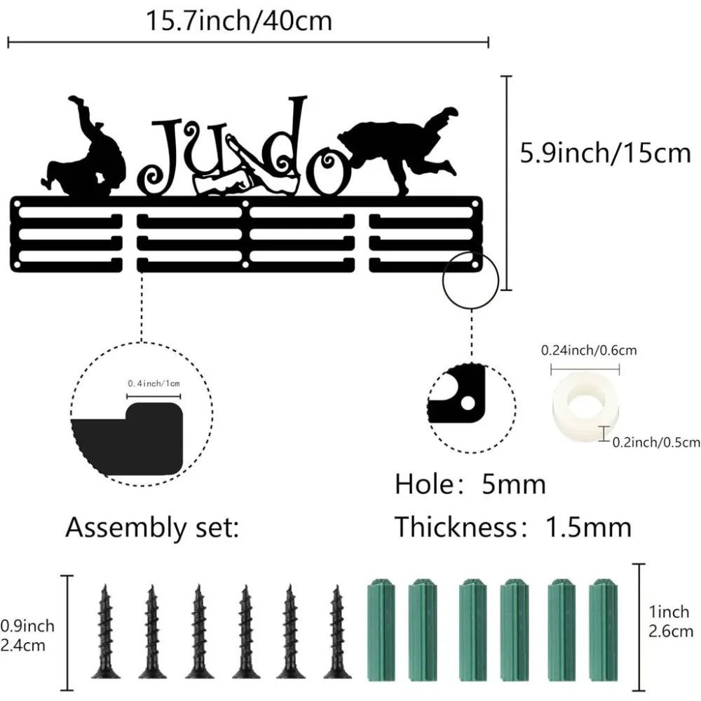 Judo Medal Holder Competition Medal Hanger Display Black Rack Frame Athlete Race Hanging Awards Iron Hooks Wall Mount Decor