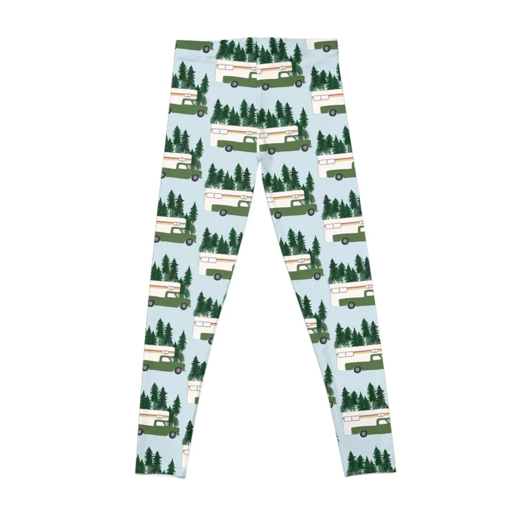 Vintage Truck Camper RV MotorhomeGreen Forest Leggings Golf wear leggins push up woman Womens Leggings