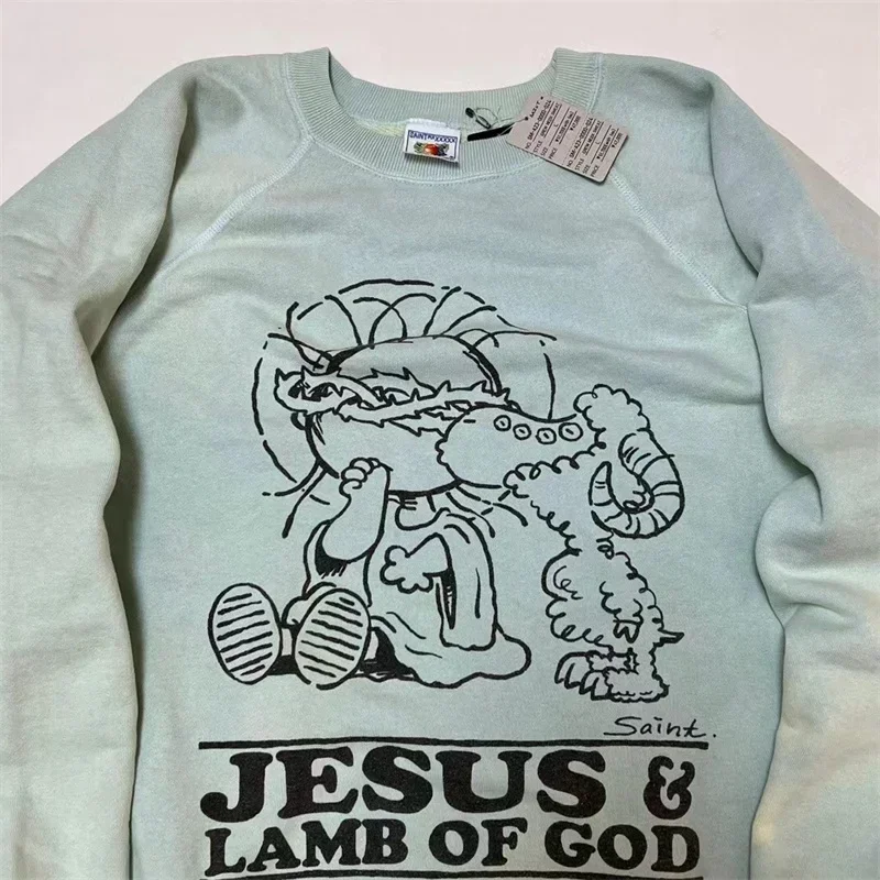 

24ss Washed Hole Saint Michael Oversized Hoodies Men Women 1:1 Best Quality Jesus Sweatshirts