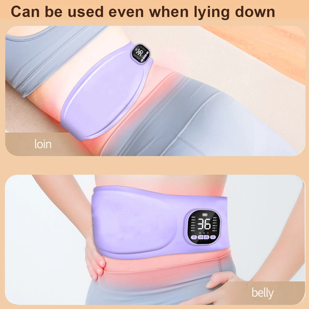 

Умный пояс-тренажер для талии с EMS-терапией и импульсным массажем - портативный согревающий пояс для живота для домашнего фитнеса и расслабления мышц