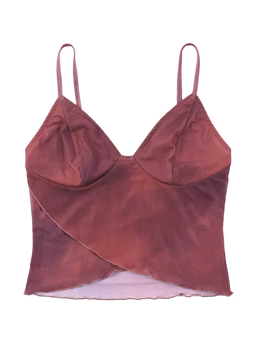 เซ็กซี่VคอBackless Sling Tank Topsผู้หญิงสปาเก็ตตี้สายรัดCrop Tops Camisolesฤดูร้อนY2k Streetwear