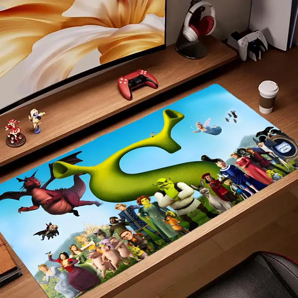 Cartoon Funny S-Shreks Mouse Pad Tapetes de Mesa Teclado, Borracha Kawai, Tapete de Mesa Antiderrapante, XXL90x40cm