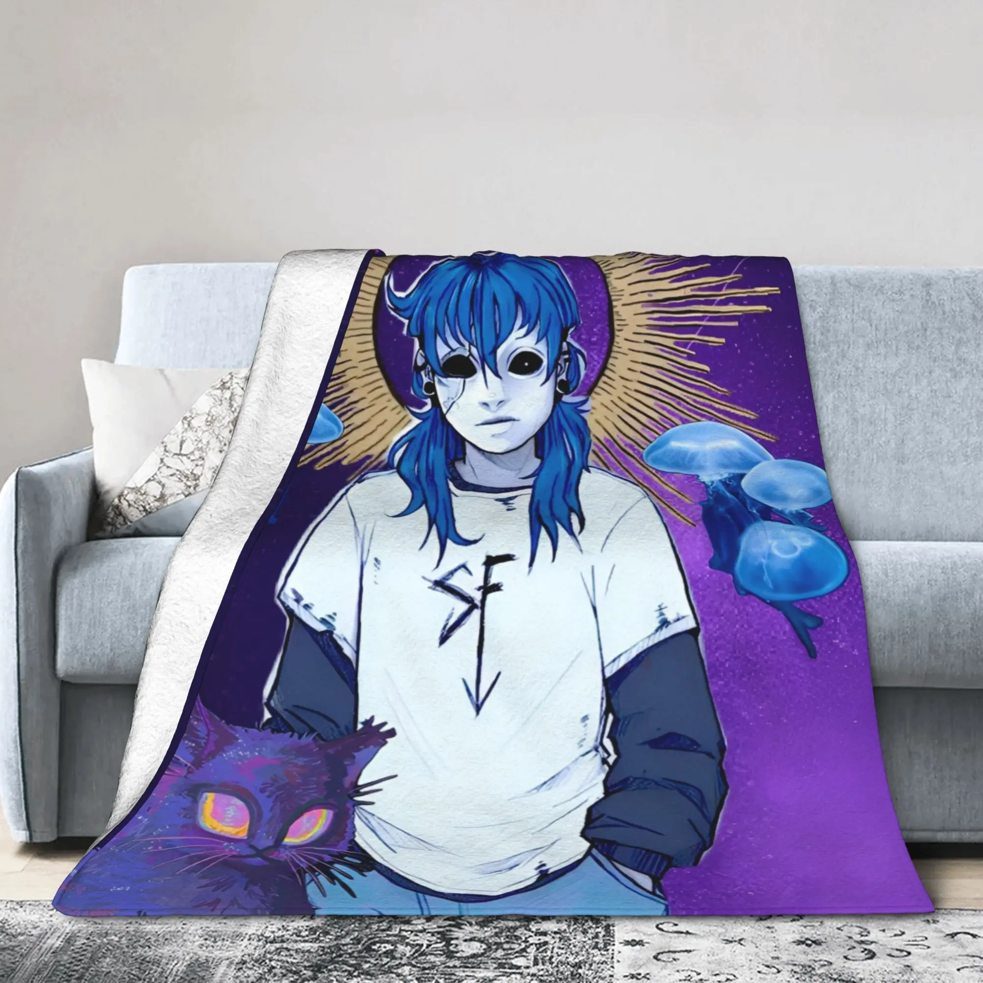 Sally Face Sal Fisher SF Plush Blankets Game Gothic Creative Throw Blankets for Home 150*125cm Ultra-Soft