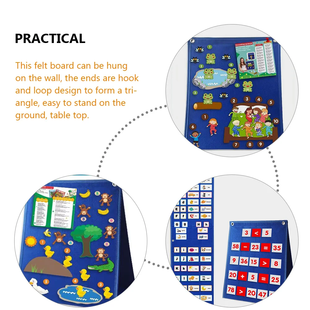 

1 set Hanging Felt Board Wall Mountable Kids Learning Visual Schedule Triangle Stand Lightweight Educational Tool Preschool