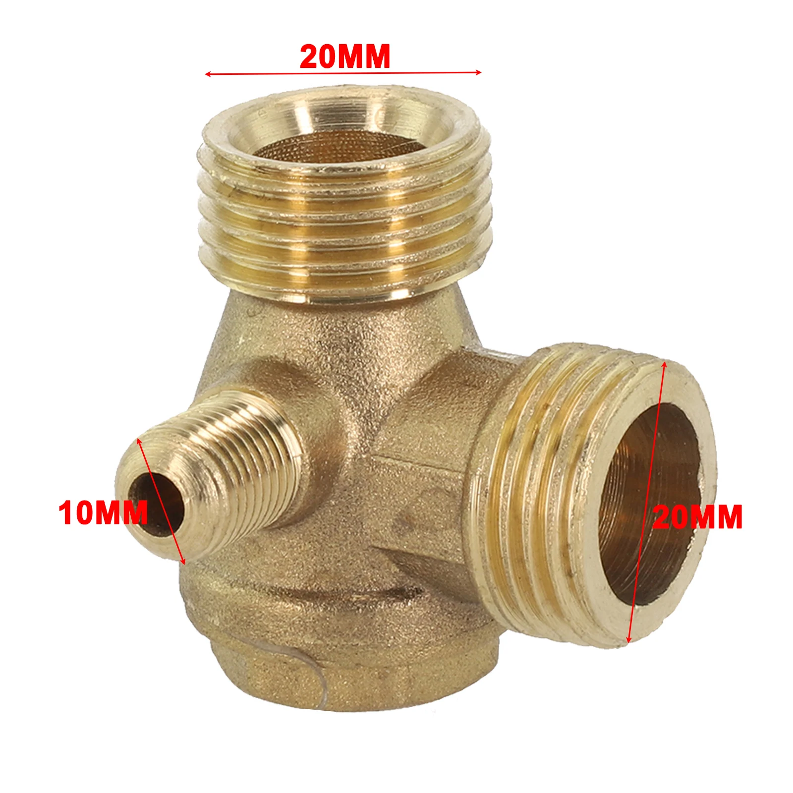 3-Port =Copper= Air Pump -=Air Compressor= Check =Valve =Check= Valve Connector Tool 20x20x10mm Air Pump Accessories