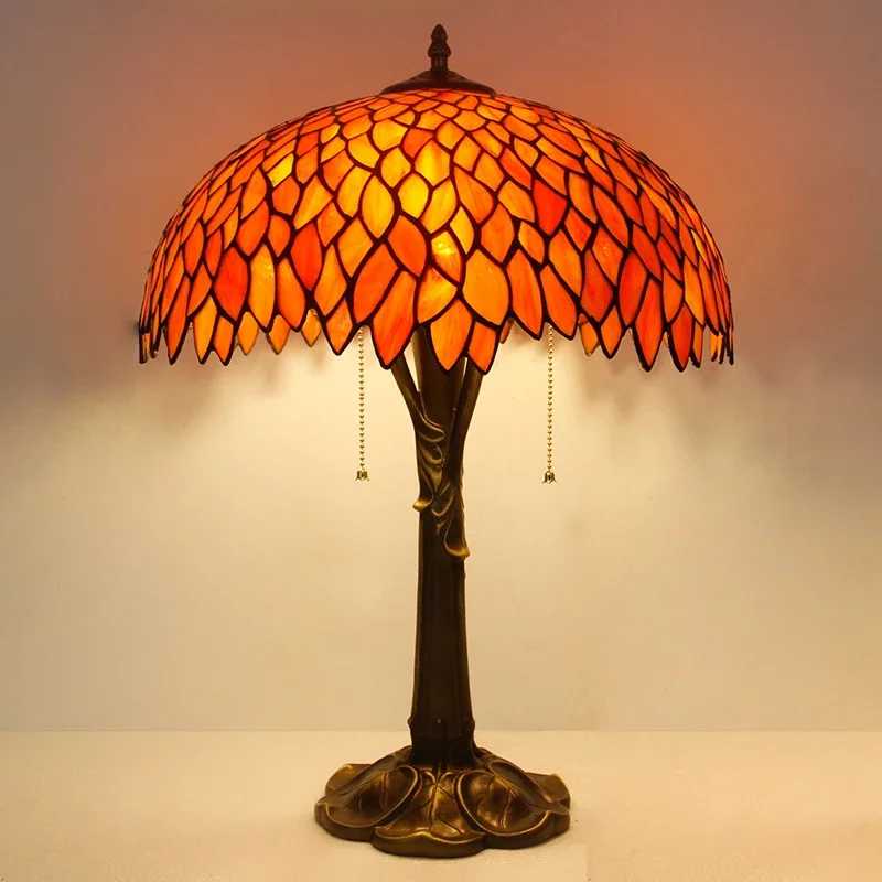 

ABEL Tiffany Table Lamp LED Luxury Creativity Living Room Study Bedroom Bedside Lamp Villa Hotel Color Glass Desk Light