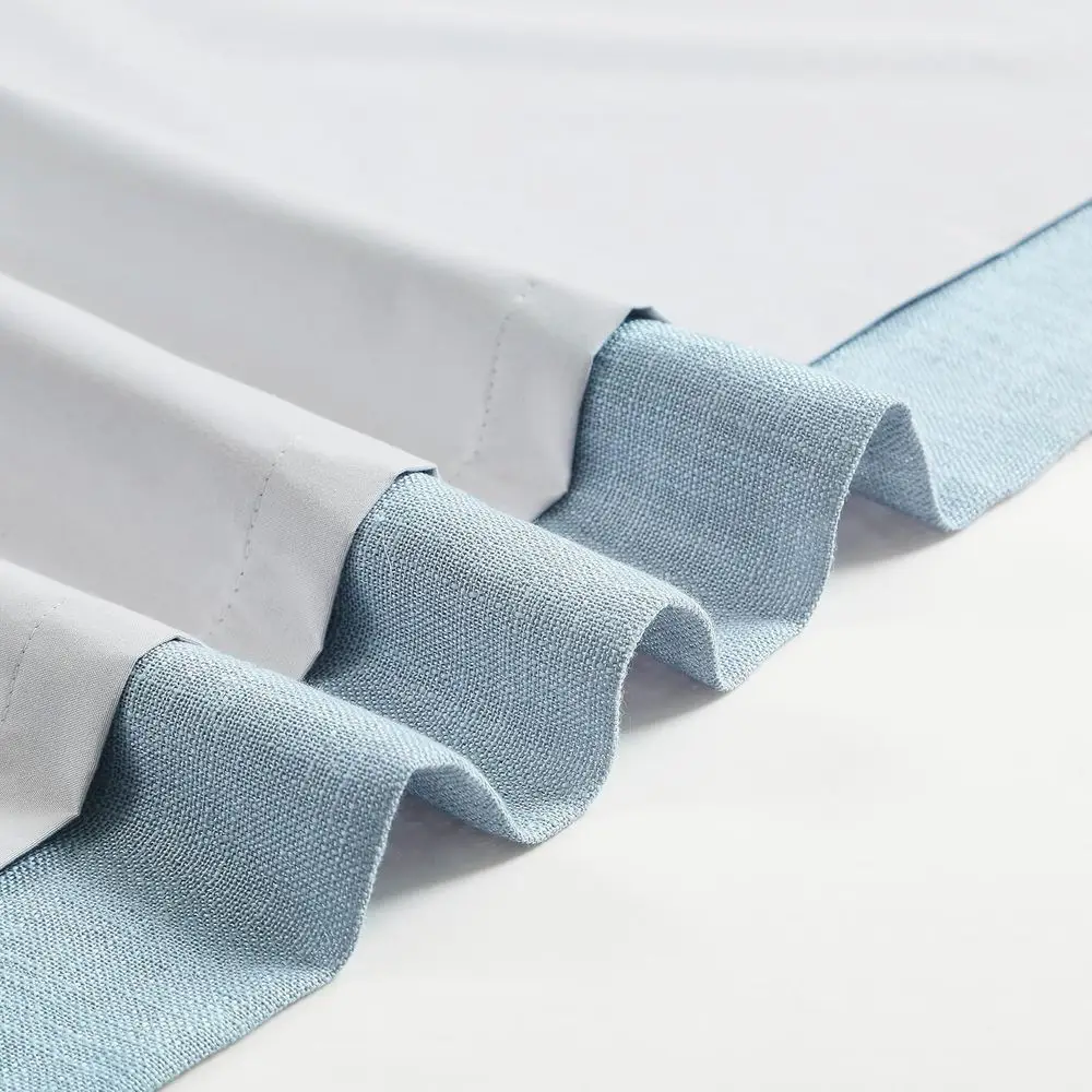 Verduisteringsgordijnen met linnenstructuur en thermische isolatie, 40x90 paar, stoffig blauw, voor woon- en slaapkamer