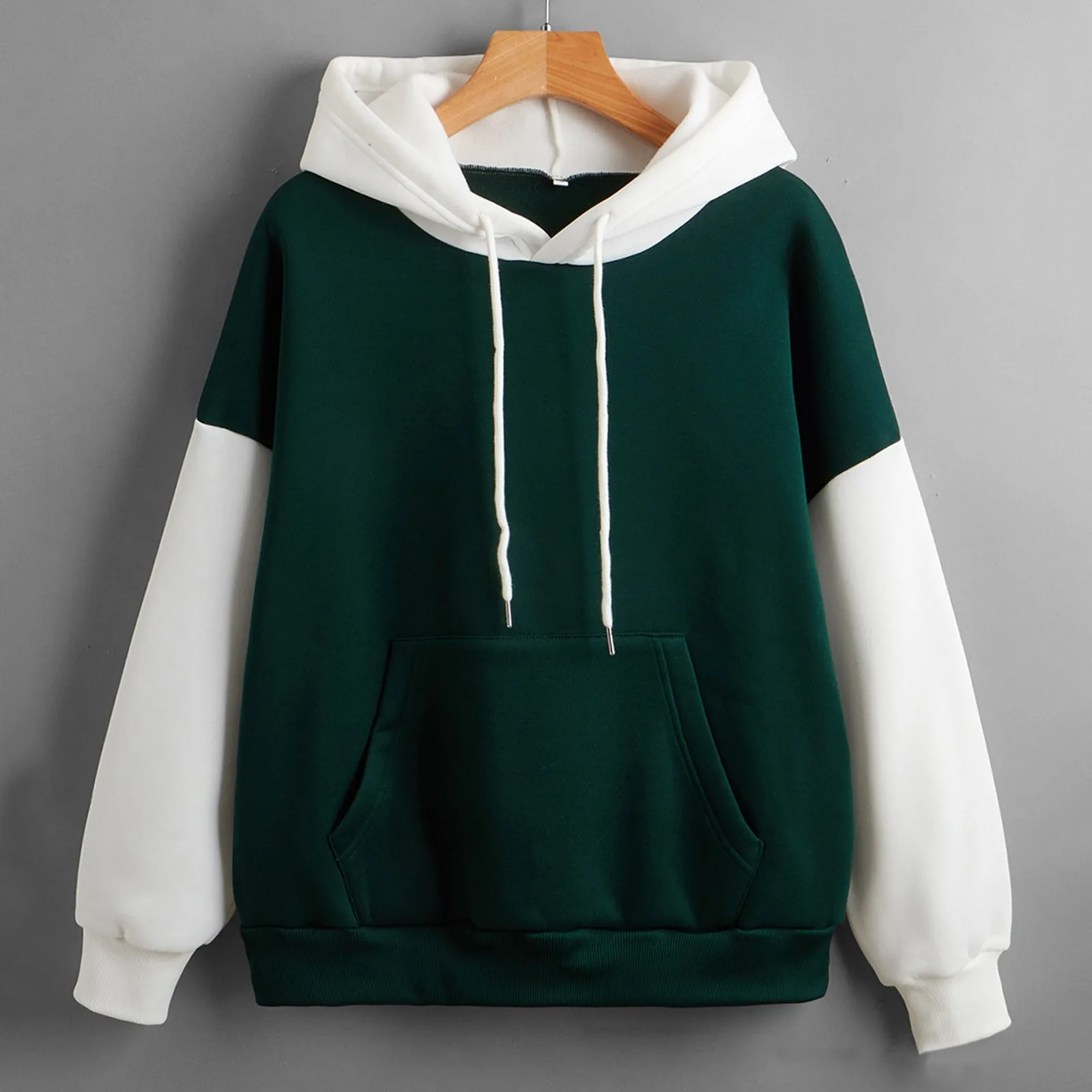 Hoodies Womens 2022 Autumn Long Sleeve Splice Solid Color Hooded Sweatshirt Oversized Pullovers Kpop Outfit Kawaii Female Hoodie