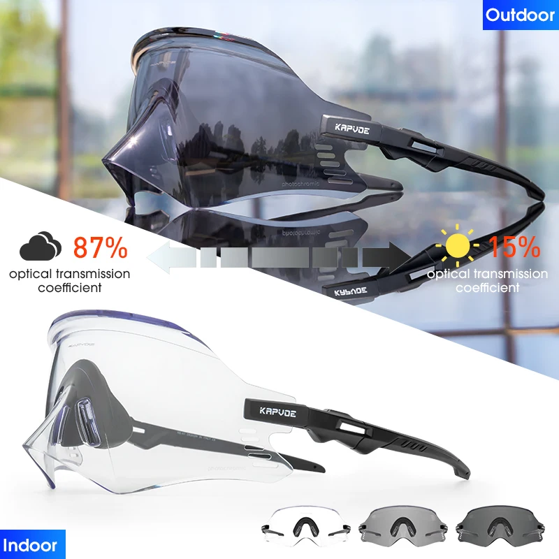 

Kapvoe Photochromic Cycling Sunglasses Sports Bike Mountain Bicycle Glasses Riding Goggle Sports Eyewear for Man Women Glasses