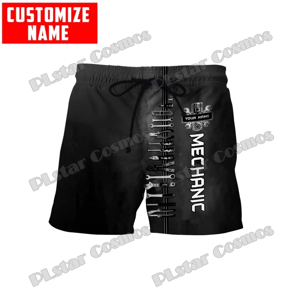 Aangepaste Naam Monteur Skull Metal Pattern 3d Geprint Heren Short Zomer Harajuku Casual Unisex Polyester Reguliere Shorts DKD-15