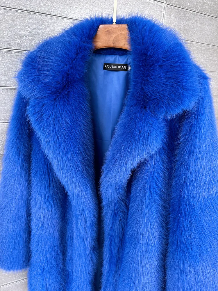 Female Shaggy Outerwear Fashion Solid Color Faux Fur Coat Lapel Long Jacket Women\'s Winter Coats Factory Direct Sales