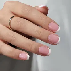 24PCS Short Square White France Full Cover Fake Nail Set 1pc Nail File & 1Nail Glue Sticker Kit Nails For Girl Mother Women Gift