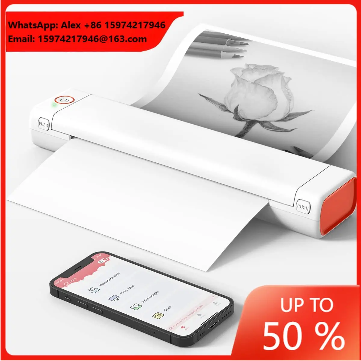 Phomemo M08F Mobile & Laptop Photo Printer For Home Office Portable Wireless Inkless Bluetooth A4 Thermal Printer
