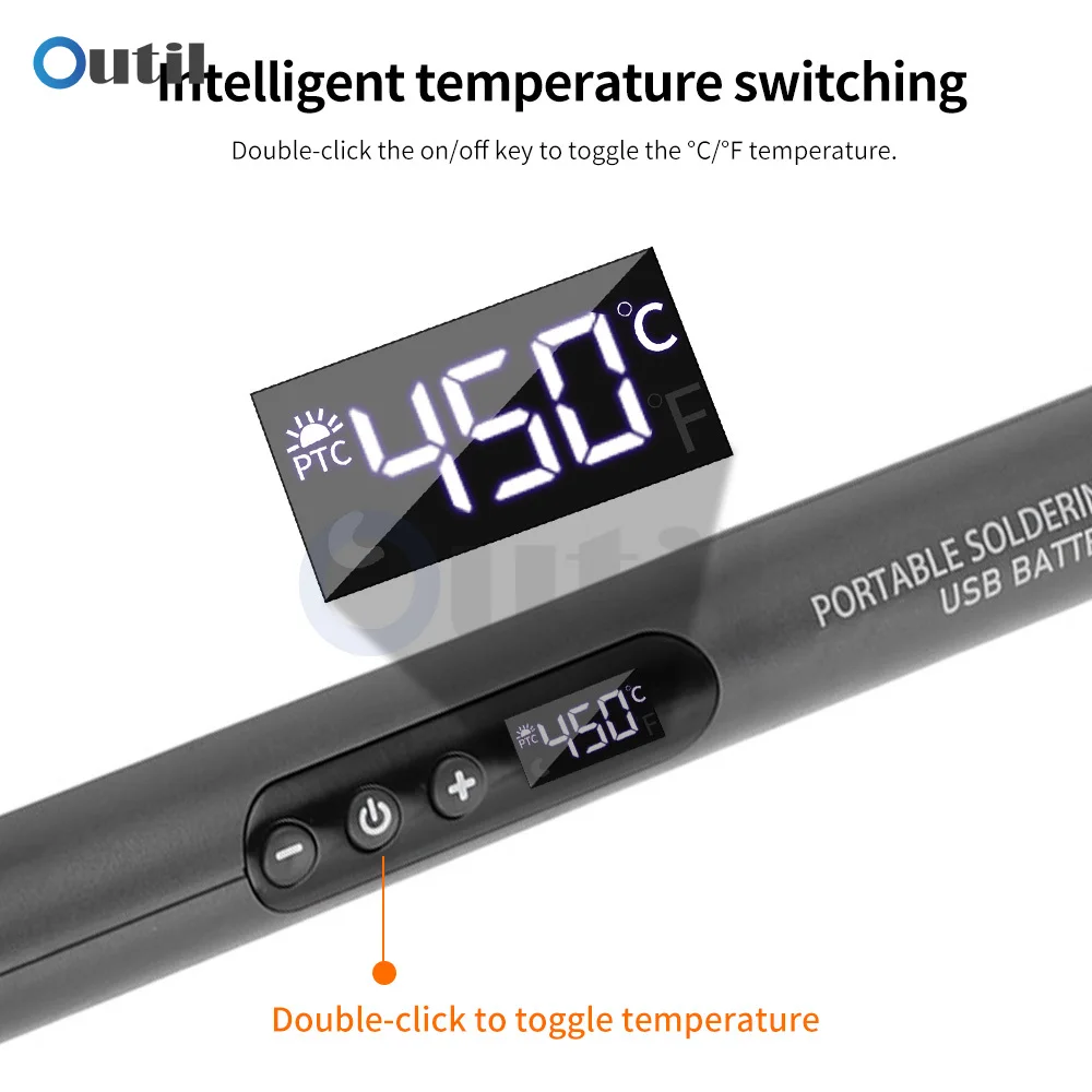 1 set draagbare elektrische soldeerbouten met interne verwarming USB-opladen Digitaal display Elektrische soldeerboutset