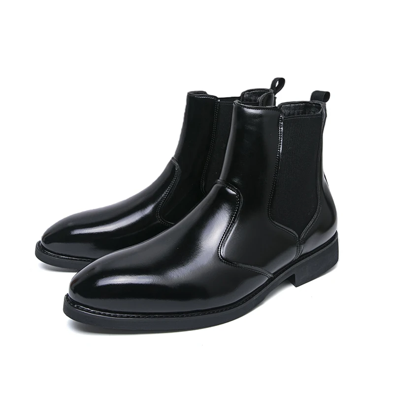 

New Chelsea Boots Men Shoes PU Brown Fashion Versatile Business Casual British Style Street Party Wear Classic Ankle Boots