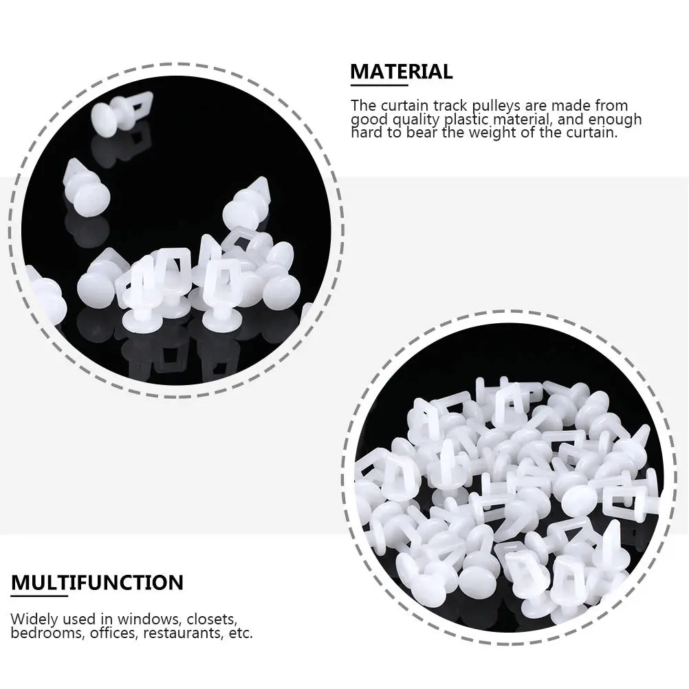 

200Pcs Curtain Pulley Plastic Track Rollers Smooth Sliding Wheels for Curtains Rods Home Window Curtain Accessories