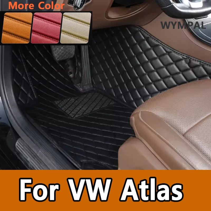 Luxury Interior Car Mats For VW VW Atlas Teramont CA1 2017~2022 Auto Parts Floor Rug Carpet Leather Mat Car Accessories full