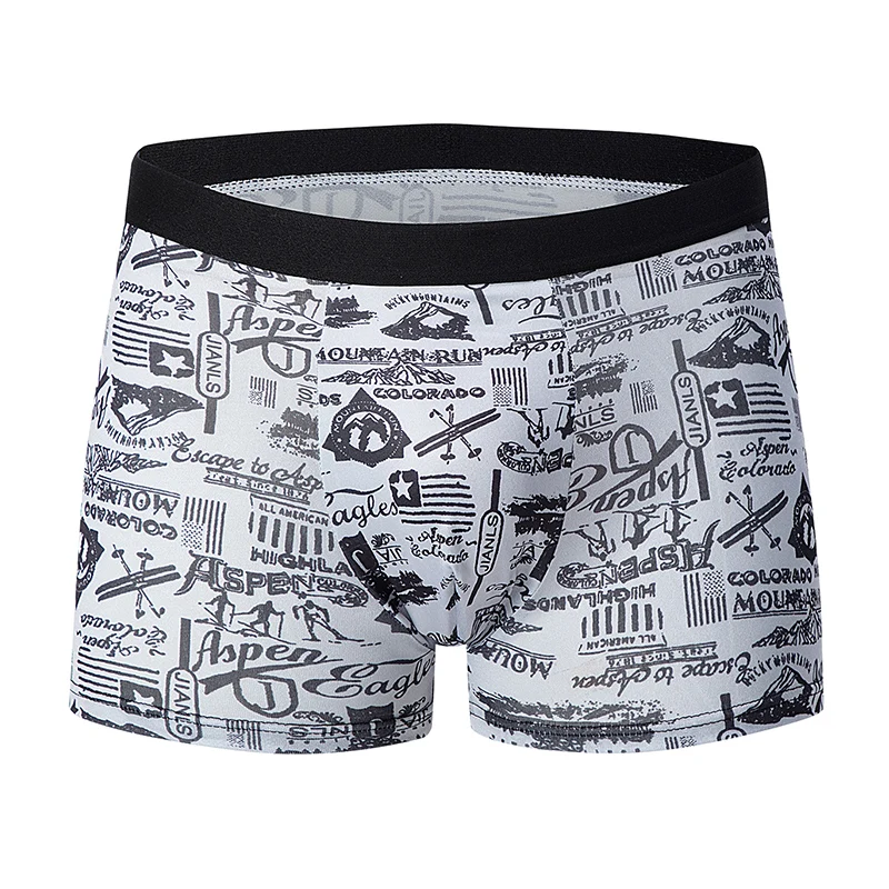 4-piece Set Of Men's Printed Underwear Breathable Quick Drying Fashionable Comfortable Plus Size Youth Boxer Shorts Trendy