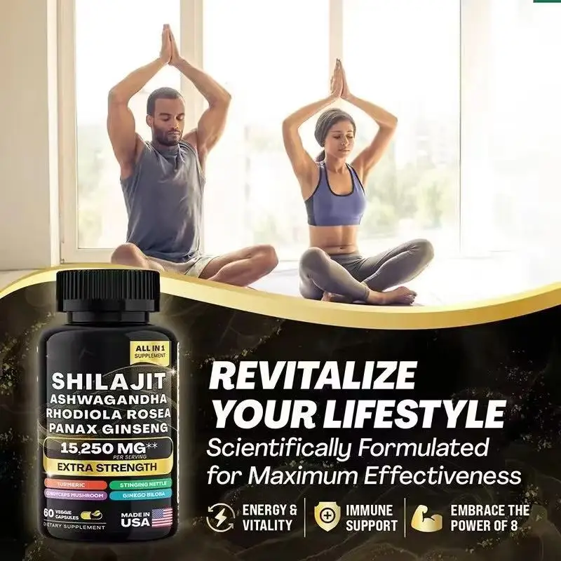 Shilajit Ashwagandha Sea Moss Capsules - Instant Energy Muscle Strength Anti-Fatigue Optimal Health Supplement