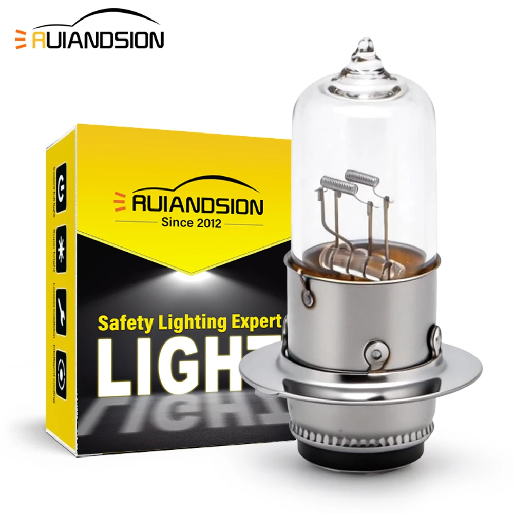 

Ruiandsion H6M P15D 12V 35W Halogen Bulb Hi/Lo Beam 4300K Warm White 700Lm OEM Replacement for ATV Motorcycle Scooter 2Pcs