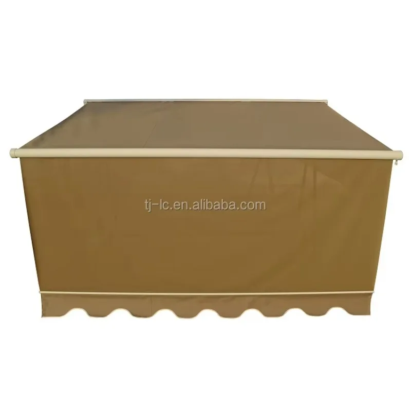 Custom Outdoor Folding Arm Retractable Awning with Drop Curtain and Drop Blind Screen