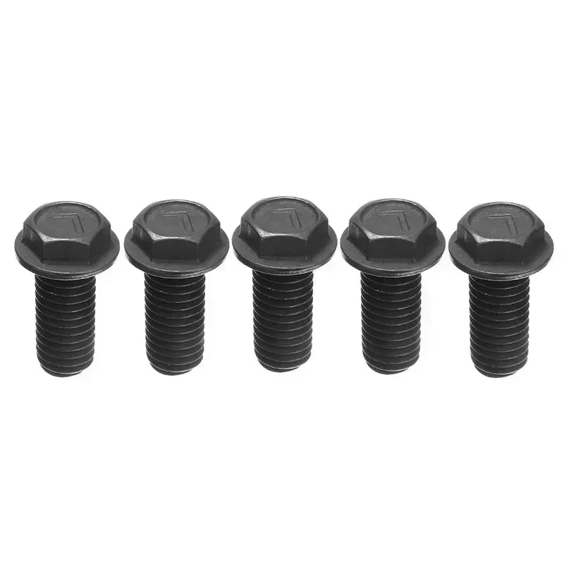 5pcs Saw Blade Screw Set M8 X 18mm Left Hand Thread Hex Flange For Cutting Machine Black Carbon Steel Screw Handle Tools Accesso