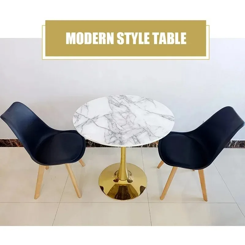 Commercial Wooden Family Dining Room Coffee Table Marble Texture Wood Top Metal Base Round Square Table Cafe Restaurant