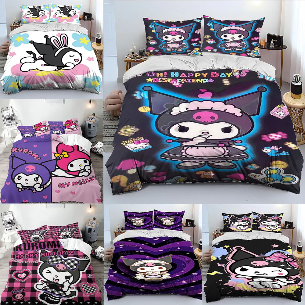 

Sanrio Kuromi Bedding Sets Cinnamoroll Comforter Cover Little Twin Stars Bed Cover Duvet Cover Pillow Case 2-3 Pieces Sets