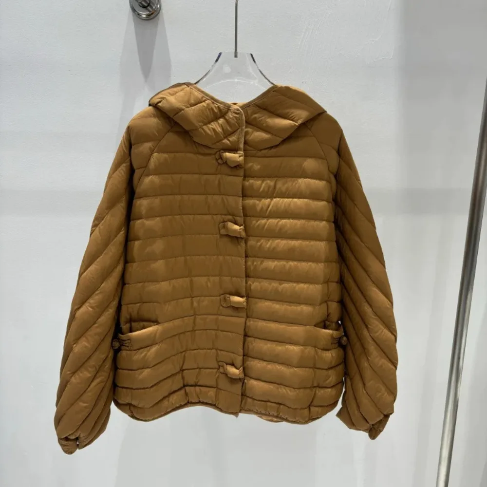 Licht witte eend donsjack Warme herfst winter Mode Casual losse overmaat Dames Hoge kwaliteit 2025, uitloper met capuchonjas