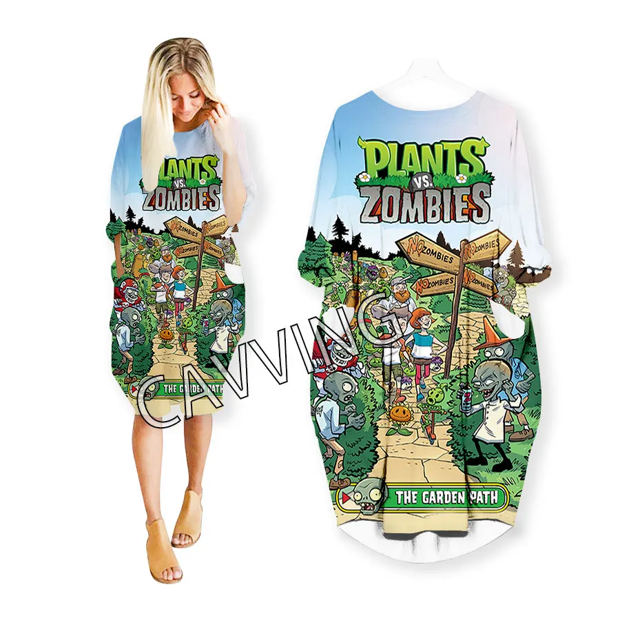 Plant Vs Zombie  3D Print  Women Streetwear Women US Size Dress Fashion Harajuku Short Sleeves Clothes Women Clothing   H02