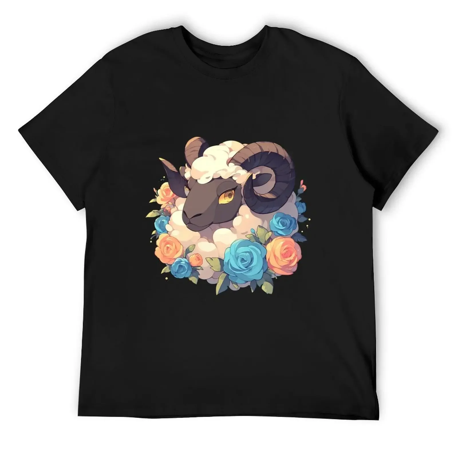 Cute ram // angry ram // flowers, flowers journaling , ram poster T-Shirt Short sleeve tee customs big and tall t shirts for men