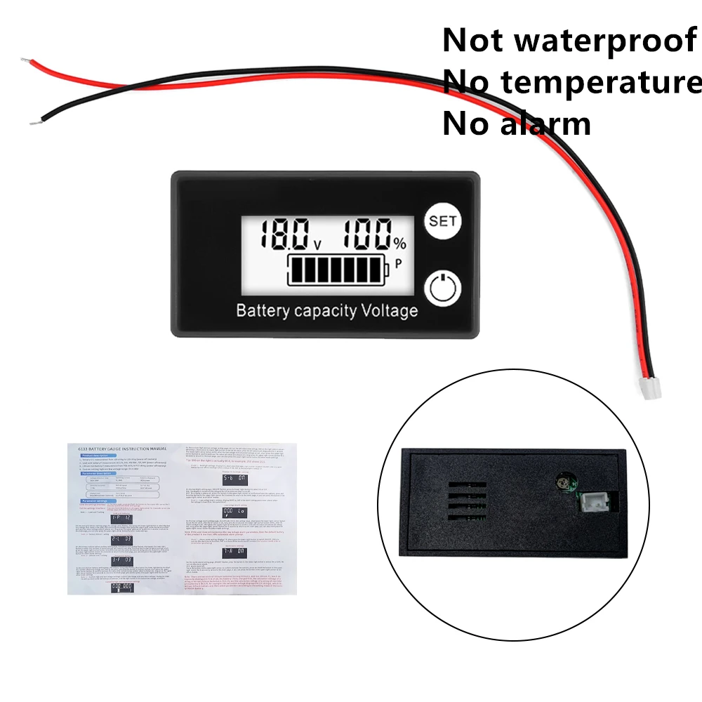 Indicador da capacidade da bateria, acidificado ao chumbo, lítio, LiFePO4, carro, motocicleta, voltímetro, calibre da tensão, 12V, 24V, 48V, 72V, C. C. 8V-100V