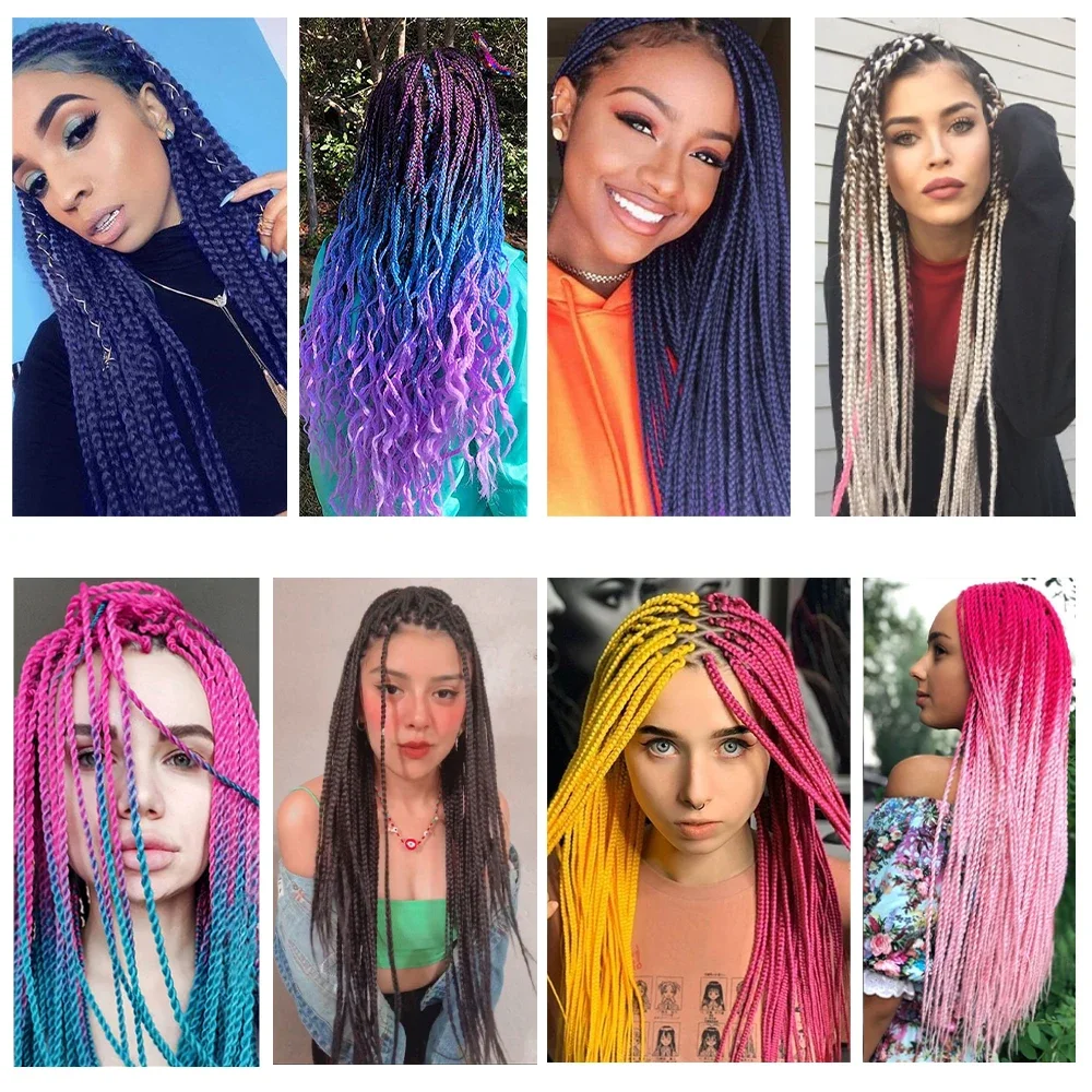 24 Inch Jumbo Box Braids Extensions Synthetic Braiding Hair Afro Ombre Color kanekalon Hair for Braid Wholesale for Women