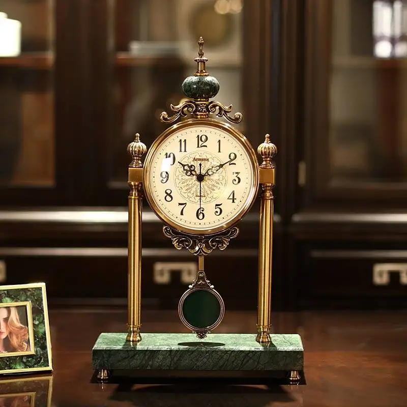 Table clock ornament living room light luxury swing table clock ornament American clock placement desktop desktop