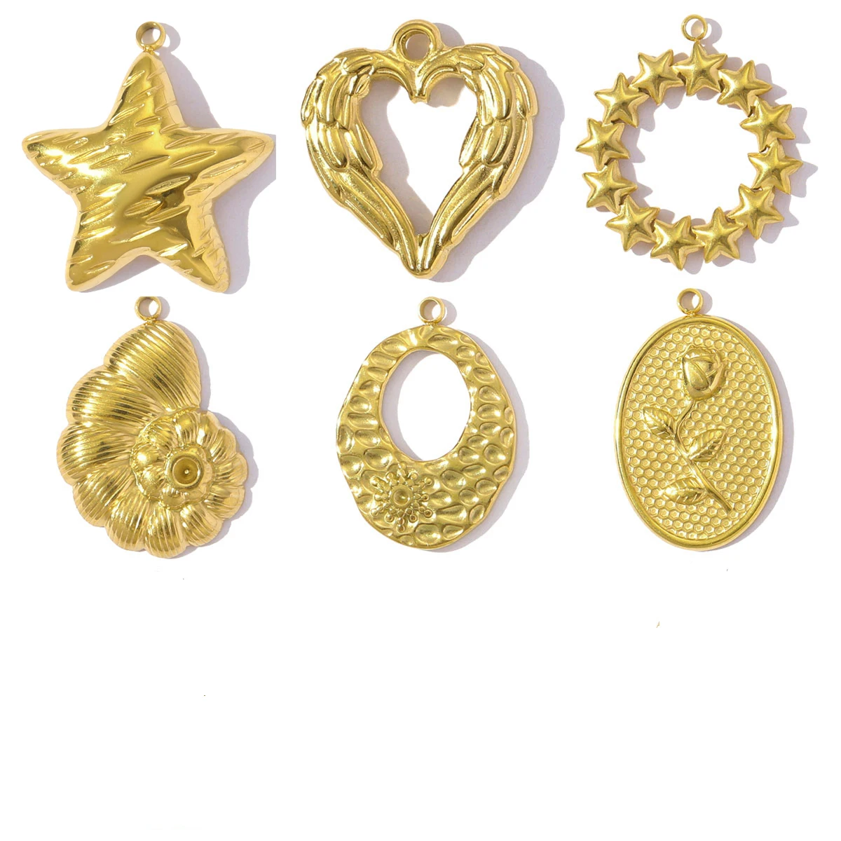 

5pcs/Lot Stainless Steel Heart Pendants Star Flower Charms for DIY Fashion Jewelry Making Necklace Earring Wholesale