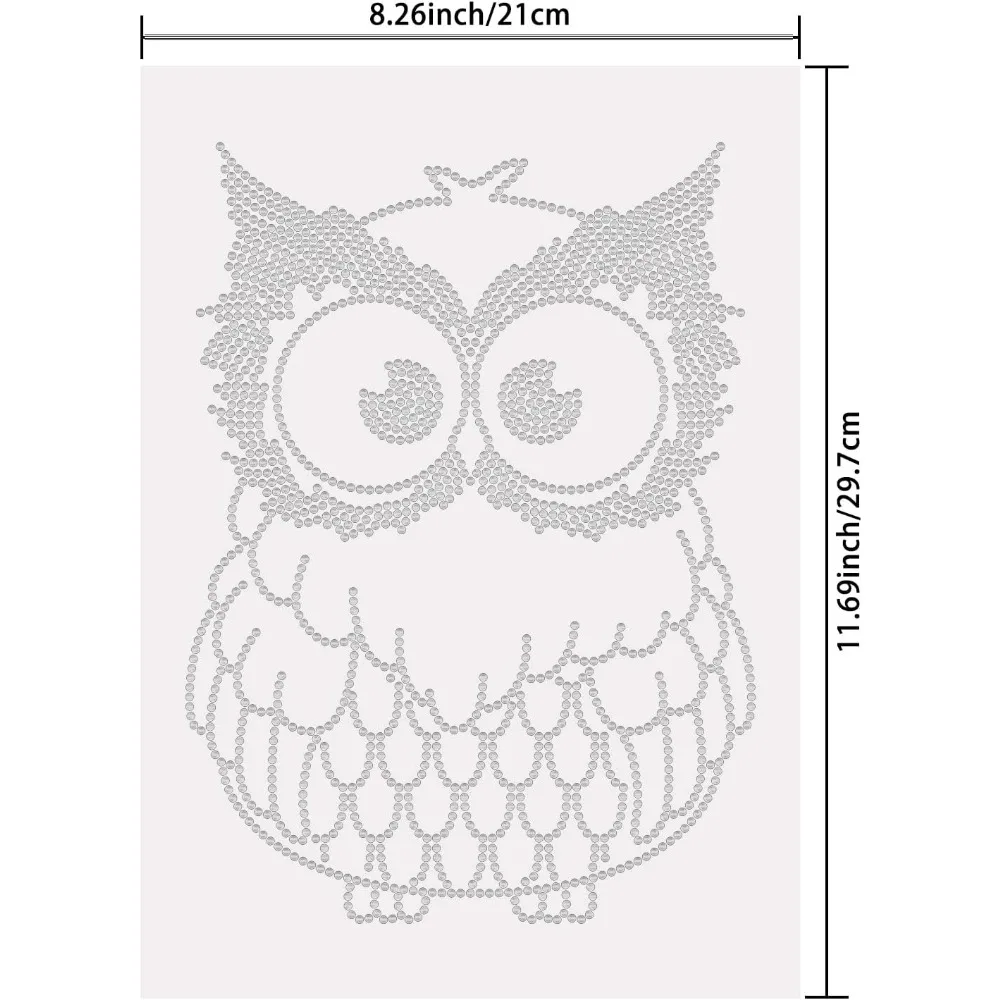 Crystal Owl Hot-fix Iron-on Rhinestone Transfer Cute Animal Iron on Rhinestone Heat Transfer Decor Hot Fix Sticker for DIY