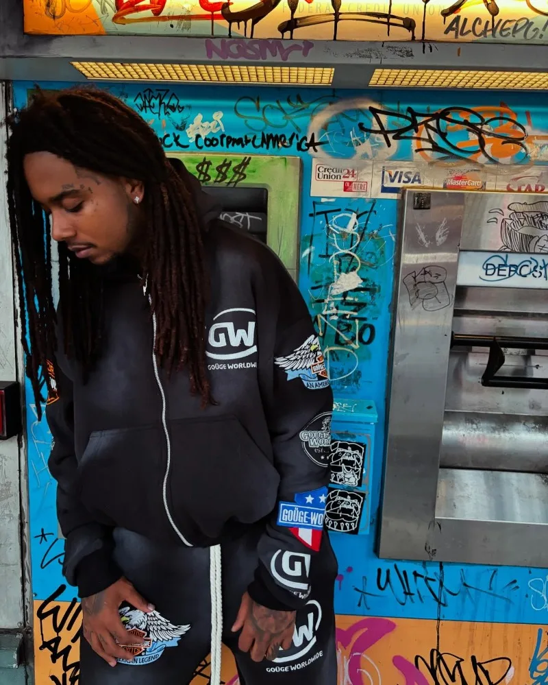 เสื้อฮู้ดดี้สไตล์โกธิคพังก์ร็อกทรงหลวมลายการ์ตูนอเมริกันย้อนยุค Y2K ดีไซน์สร้างสรรค์ทันสมัยสำหรับผู้ชาย