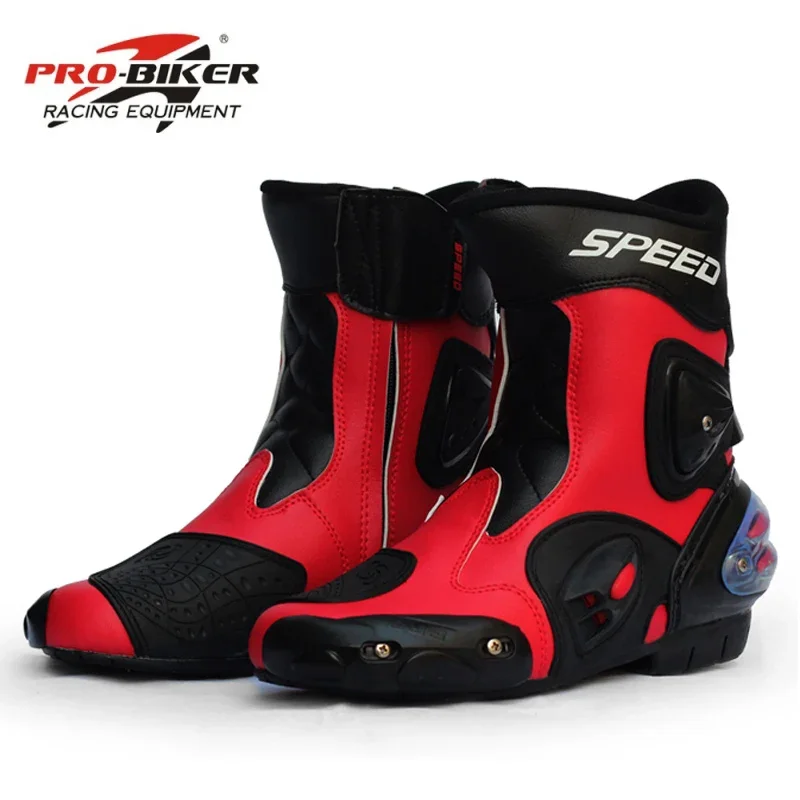 PRO-BIKER SPEED Enkelgewricht Bescherming Motorlaarzen Moto Schoenen Voor Motorrijden Racing Motocross Laarzen ZWART ROOD WIT