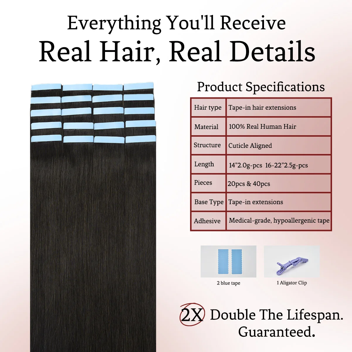 LOVELINE طبيعي أسود مستقيم شعر بشري لعذراء الشريط Ins سلس بولي PU الجلد لحمة الشريط على الشعر 14-22 بوصة 20 قطعة/الحزمة للنساء