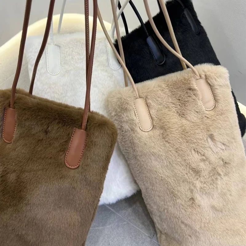 Kunst pelz Eimer Einkaufstaschen für Frauen Luxus Designer Handtaschen und Geldbörsen 2023 neu in Mode Korea Plüsch einfache Achsel Schulter