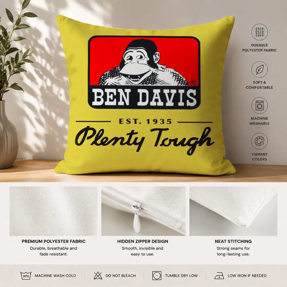 Luxury B-Ben D-Davis Cushion Cover 40x40cm Square Decorative Sofa Cushion Cover Bedroom Living Room Home Decor Gift