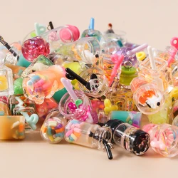 Leslie 10pcs Mix Styles Summer Glass Wishing Bottle Milk Tea Cup Earring Charms DIY Keychain Necklace Pendant Jewelry Making