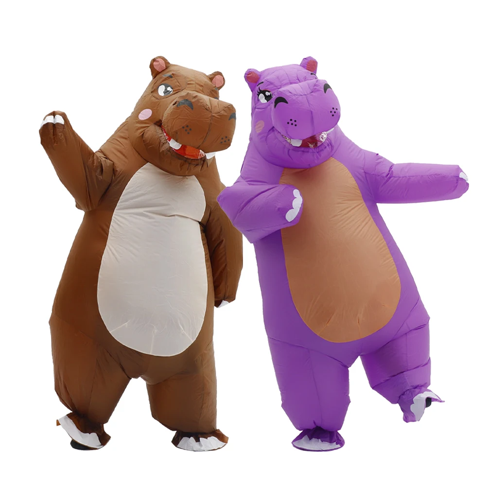 Hipopótamo inflável bonito traje dos desenhos animados airblown hipopótamo cosplay mascote para festa ao ar livre evento publicidade
