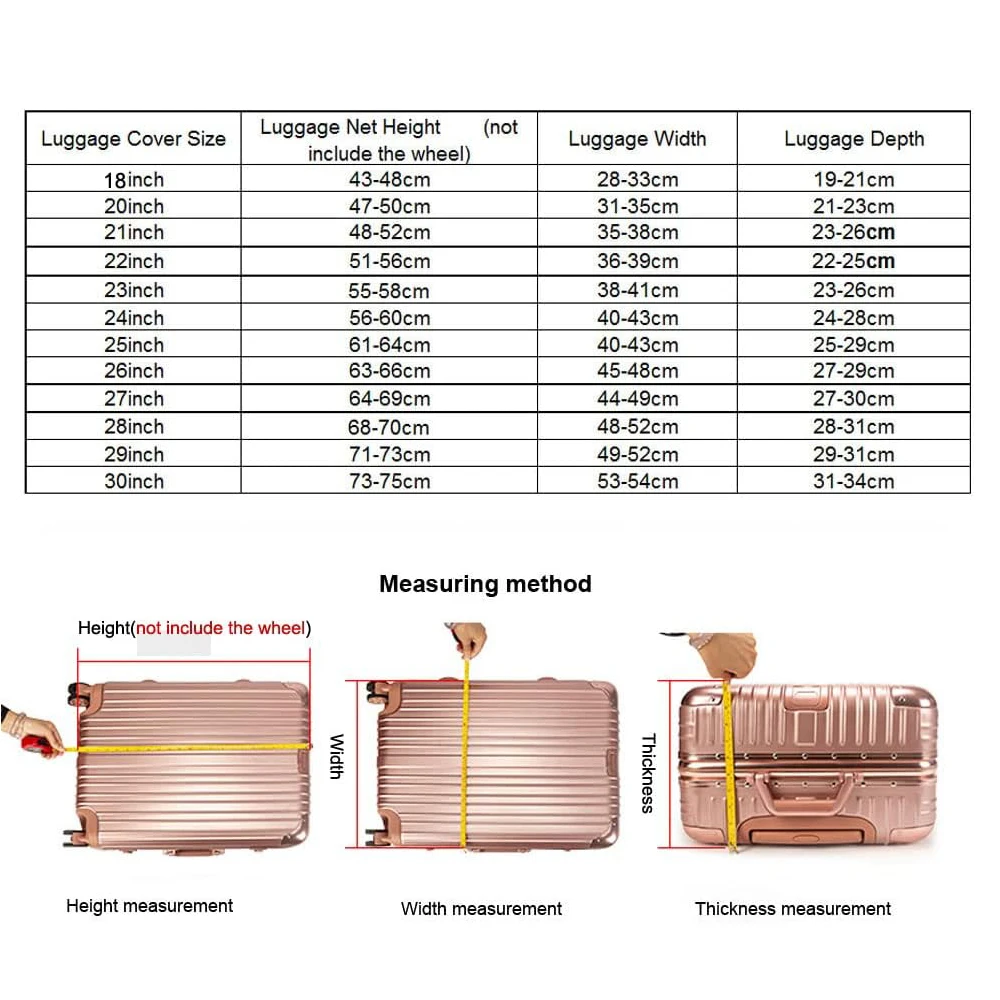 Waterproof Thicken Transparent PVC Luggage Cover Protectors for 18-30 inch Suitcase Clear Travel Luggage Protector for Wheeled