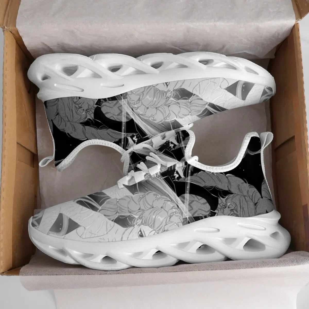 

Kid Sneakers Walking Casual Sport Shoes Black White Anime Pattern Athletic Sneakers Lightweight Running Shoes Zapatos De Niña